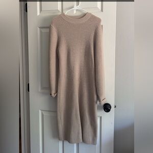 H&M Taupe Long Sleeve Knit Sweater Dress